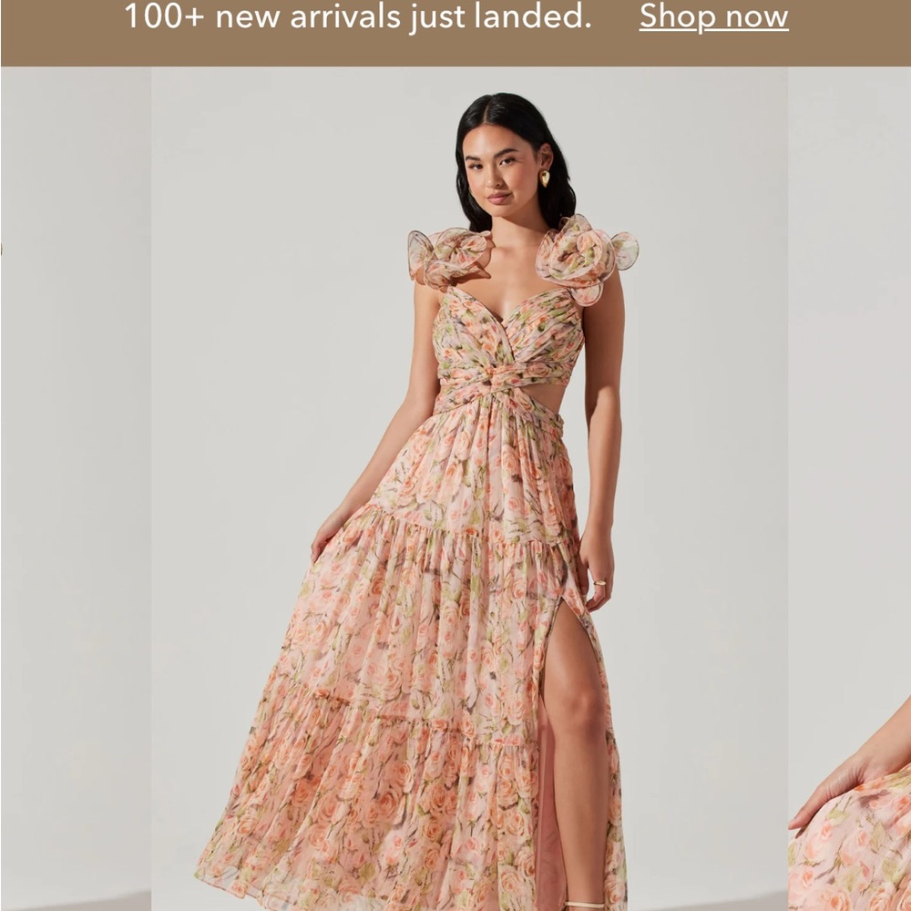 Astr Floral Peach Maxi Dress